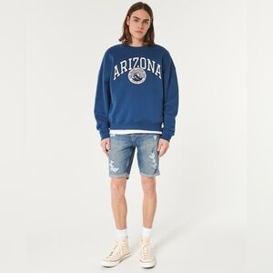 Men’s Hollister Ripped Distressed Medium Wash Skinny Denim Short size 32